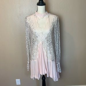 Free People Cutout lace Tunic Dress